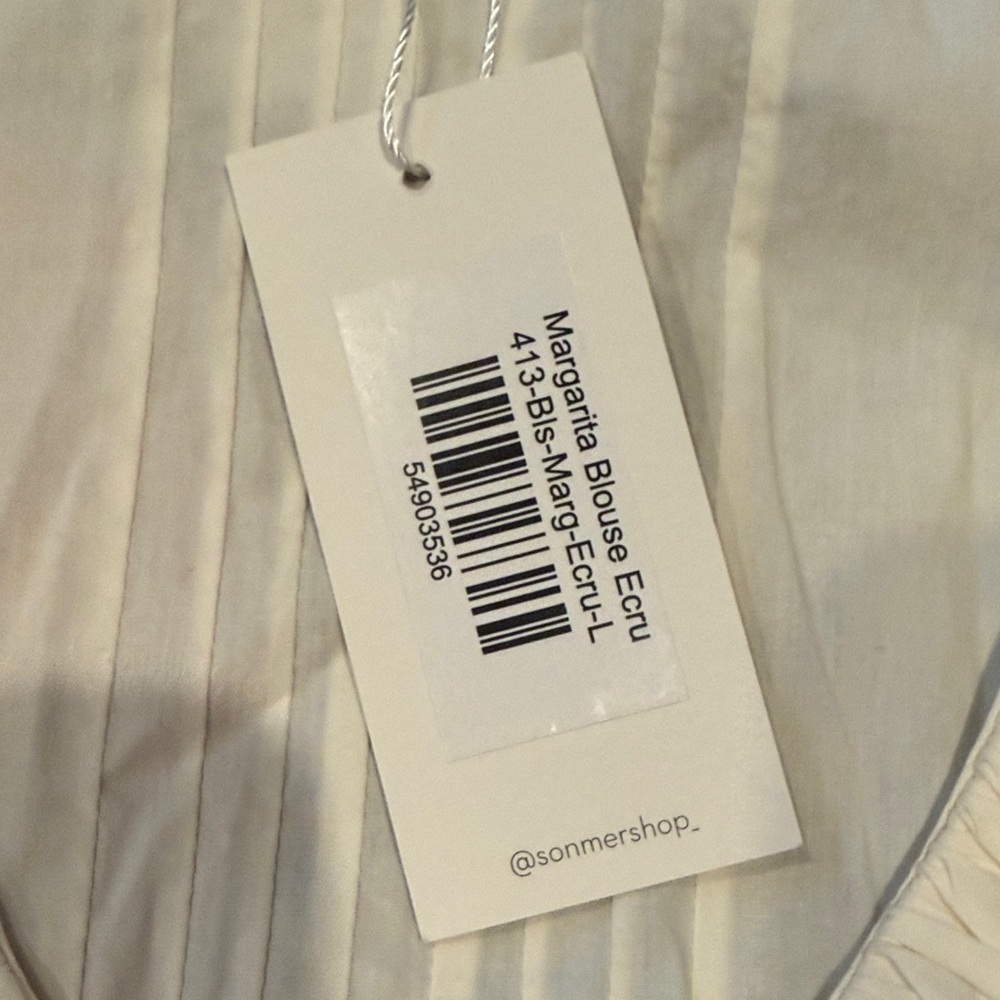 NWT Sonmer Margarita Blouse in Ecru - Size Large | Quiet Luxury Brand - Picture 6 of 6